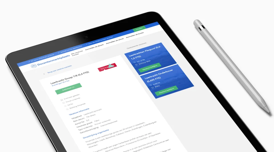 Case - Docentenmarktplaats - Mockup Ipad